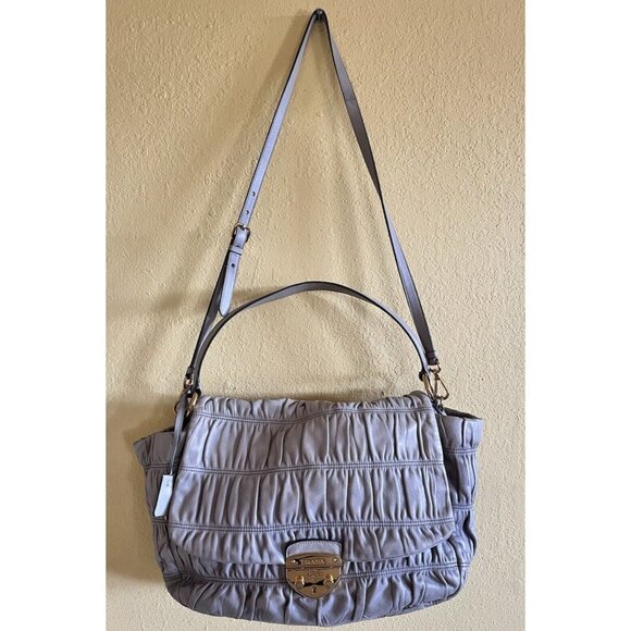 Prada Nappa Dressy Gaufre Gray Flap Bag Handle & Crossbody Strap & Dust Cover - Picture 1 of 16
